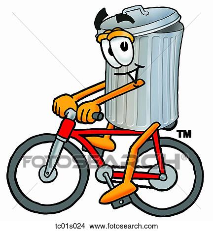 Trash can riding bike View Large Clip Art Graphic Clipart - Trash can riding bike. Fotosearch
