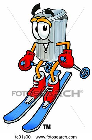Trash can skiing View Large Clip Art Graphic Clipart - Trash can skiing. Fotosearch