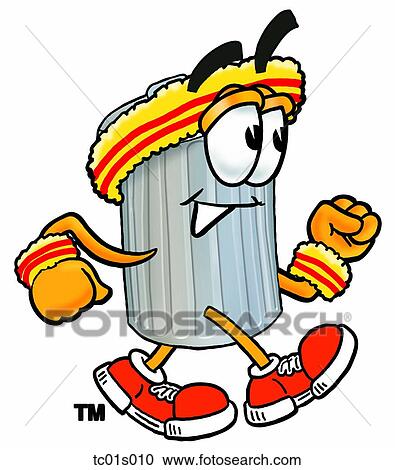 Clipart - Trash can walking. Fotosearch