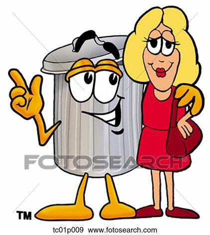 Trash can with a woman View Large Clip Art Graphic Clip Art - Trash can with a woman. Fotosearch
