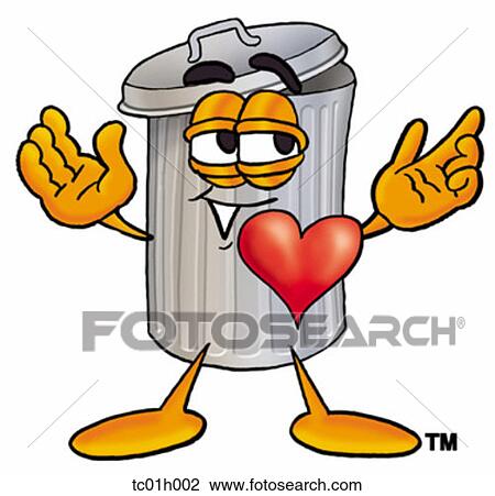Clipart - Trash can with heart. Fotosearch