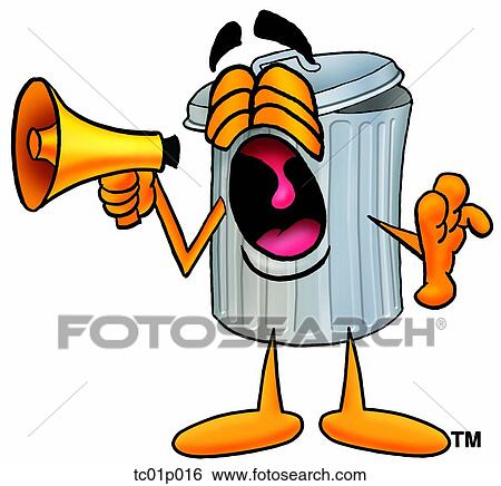 Clip Art - Trash can with megaphone. Fotosearch