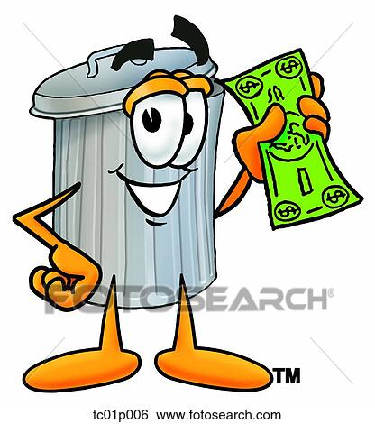Trash can with money View Large Clip Art Graphic Clip Art - Trash can with money. Fotosearch