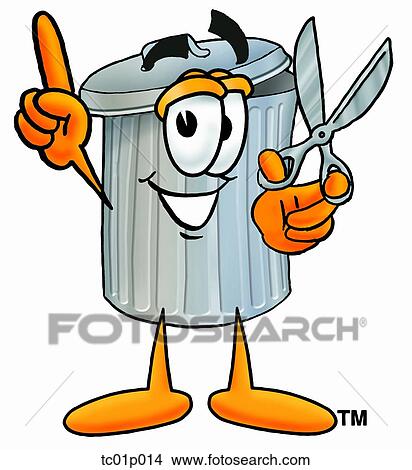Trash can with scissors View Large Clip Art Graphic Clipart - Trash can with scissors. Fotosearch