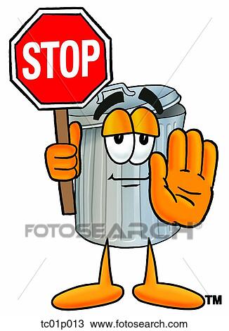 Trash can with stop sign View Large Clip Art Graphic Clipart - Trash can with stop sign. Fotosearch