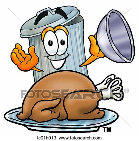 Trash can with turkey View Large Clip Art Graphic Clipart - Trash can with turkey. Fotosearch