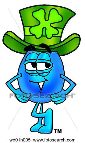 Clipart - Water drop and irish hat. Fotosearch