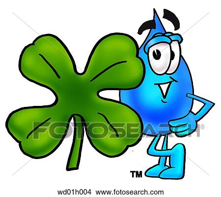 Clipart - Water drop and shamrock. Fotosearch