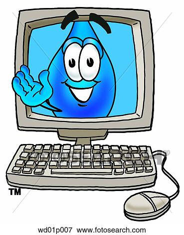 Clip Art - Water drop in computer. Fotosearch