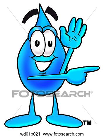 Clipart - Water drop waving and pointing. Fotosearch