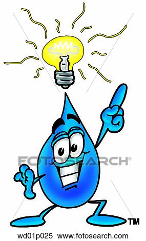 Clipart - Water drop with bright idea. Fotosearch