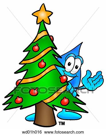 Clip Art - Water drop with christmas tree. Fotosearch