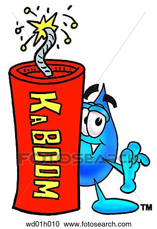 Clipart - Water drop with fire cracker. Fotosearch