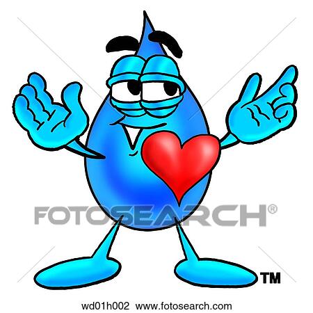 Clipart - Water drop with heart. Fotosearch