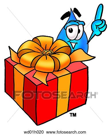 Water drop with present View Large Clip Art Graphic Clipart - Water drop with present. Fotosearch