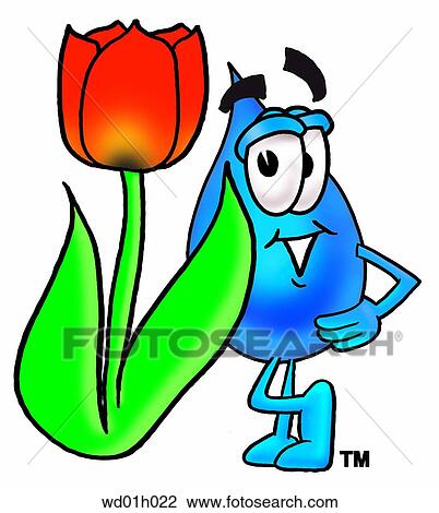 Clipart - Water drop with tulip. Fotosearch