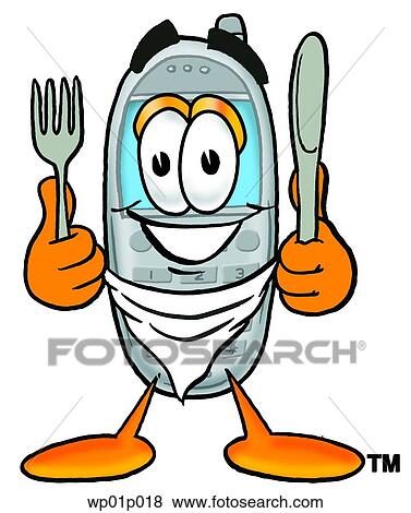 Clip Art - Wireless phone eating. Fotosearch