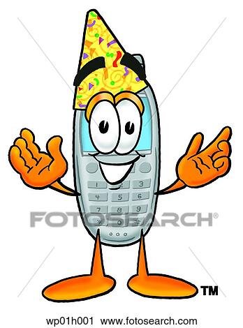 Wireless phone in party hat View Large Clip Art Graphic Clipart - Wireless phone in party hat. Fotosearch