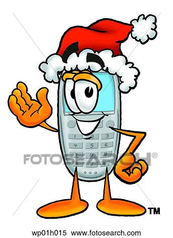 Clipart - Wireless phone santa. Fotosearch