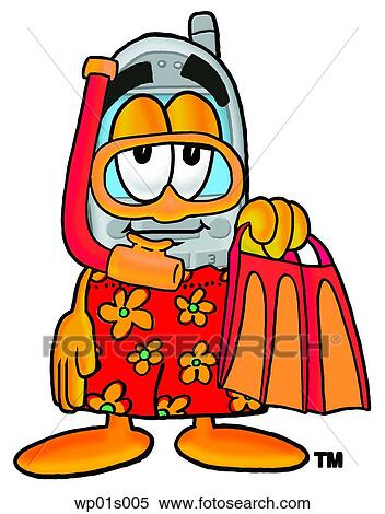 Clipart - Wireless phone snorkeling. Fotosearch
