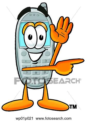 Clipart - Wireless phone waving and pointing. Fotosearch