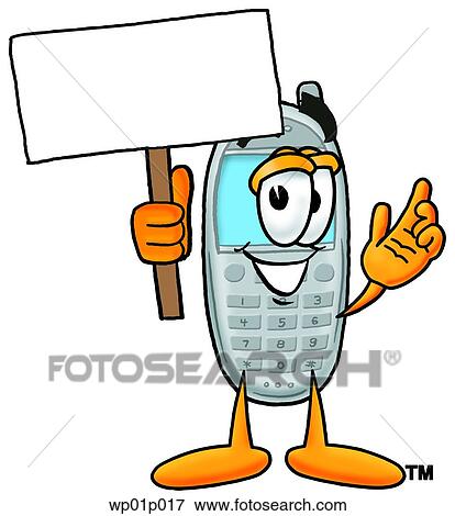Clip Art - Wireless phone with a sign. Fotosearch