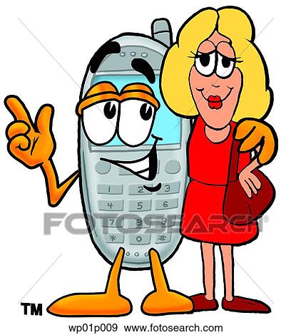 Clip Art - Wireless phone with a woman. Fotosearch