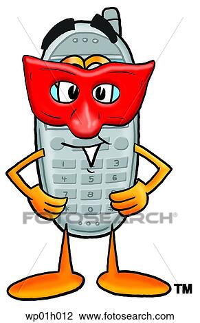 Clipart - Wireless phone with mask. Fotosearch