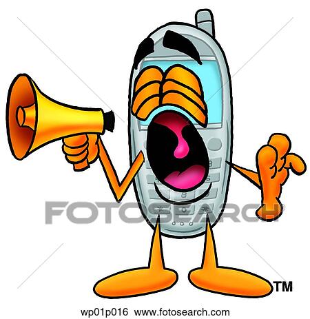 Clip Art - Wireless phone with megaphone. Fotosearch
