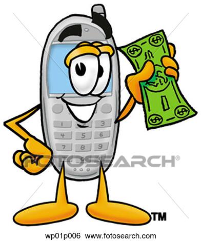 Wireless phone with money View Large Clip Art Graphic Clip Art - Wireless phone with money. Fotosearch