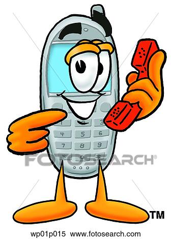 Clipart - Wireless phone with phone. Fotosearch