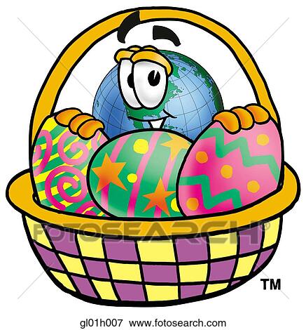 Clip Art - Globe man and easter basket. Fotosearch
