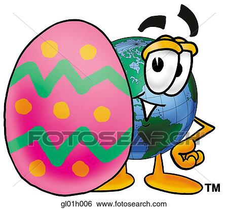 Clip Art - Globe man and easter egg. Fotosearch