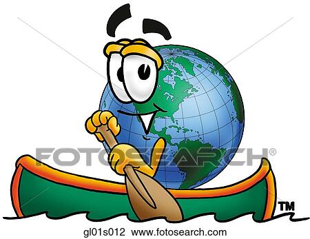 Clipart - Globe man canoing. Fotosearch