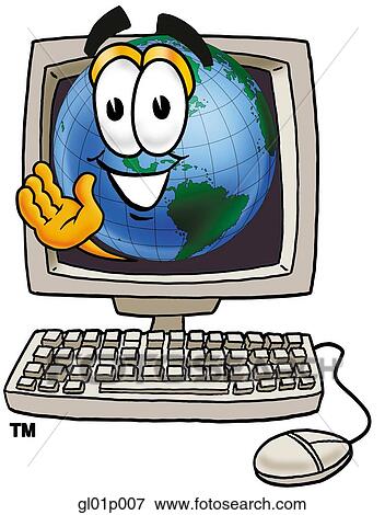 Globe man in computer View Large Clip Art Graphic Clip Art - Globe man in computer. Fotosearch