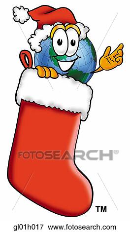 Clip Art - Globe man in stocking. Fotosearch