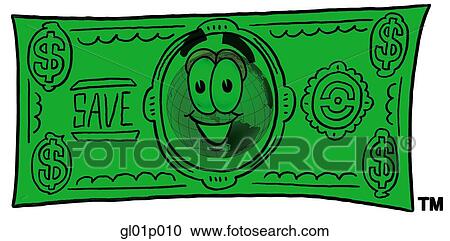 Globe man on a dollar bill View Large Clip Art Graphic Clipart - Globe man on a dollar bill. Fotosearch