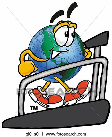 Globe man on treadmill View Large Clip Art Graphic Clipart - Globe man on treadmill. Fotosearch
