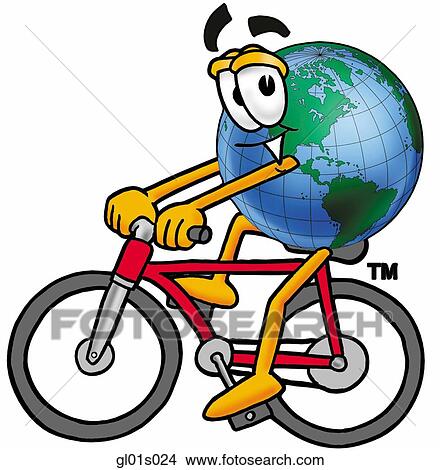 Globe man riding bike View Large Clip Art Graphic Clipart - Globe man riding bike. Fotosearch