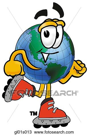 Globe man roller blading View Large Clip Art Graphic Clipart - Globe man roller blading. Fotosearch