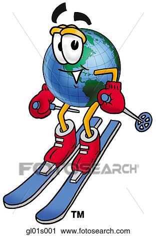 Globe man skiing View Large Clip Art Graphic Clipart - Globe man skiing. Fotosearch