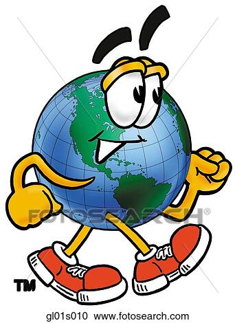 Clipart - Globe man walking. Fotosearch