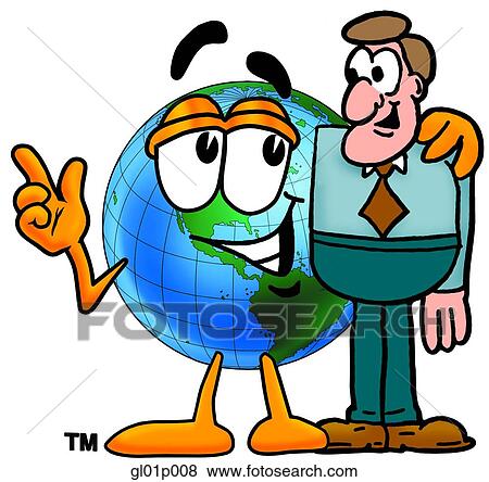 Globe man with a man View Large Clip Art Graphic Clip Art - Globe man with a man. Fotosearch