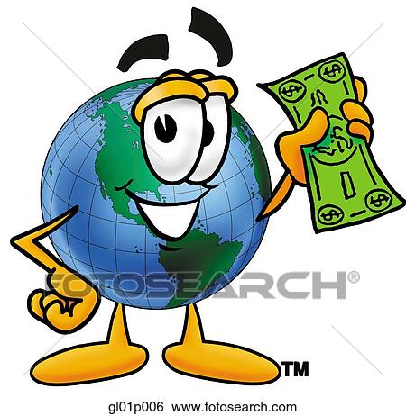Clip Art - Globe man with money. Fotosearch