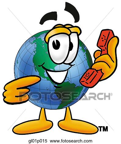 Globe man with phone View Large Clip Art Graphic Clipart - Globe man with phone. Fotosearch