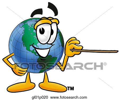 Clipart - Globe man with pointer. Fotosearch