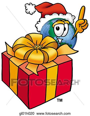 Globe man with present View Large Clip Art Graphic Clipart - Globe man with present. Fotosearch