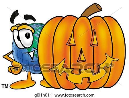 Globe man with pumpkin View Large Clip Art Graphic Clipart - Globe man with pumpkin. Fotosearch