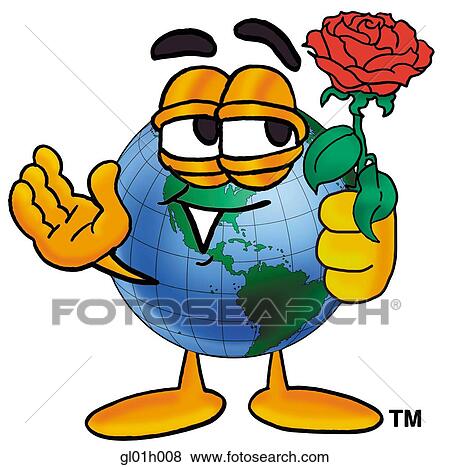 Globe man with rose View Large Clip Art Graphic Clip Art - Globe man with rose. Fotosearch