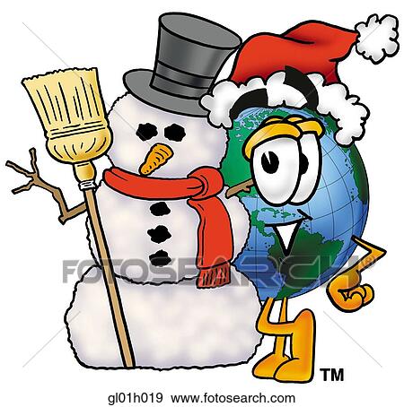 Globe man with snowman View Large Clip Art Graphic Clip Art - Globe man with snowman. Fotosearch